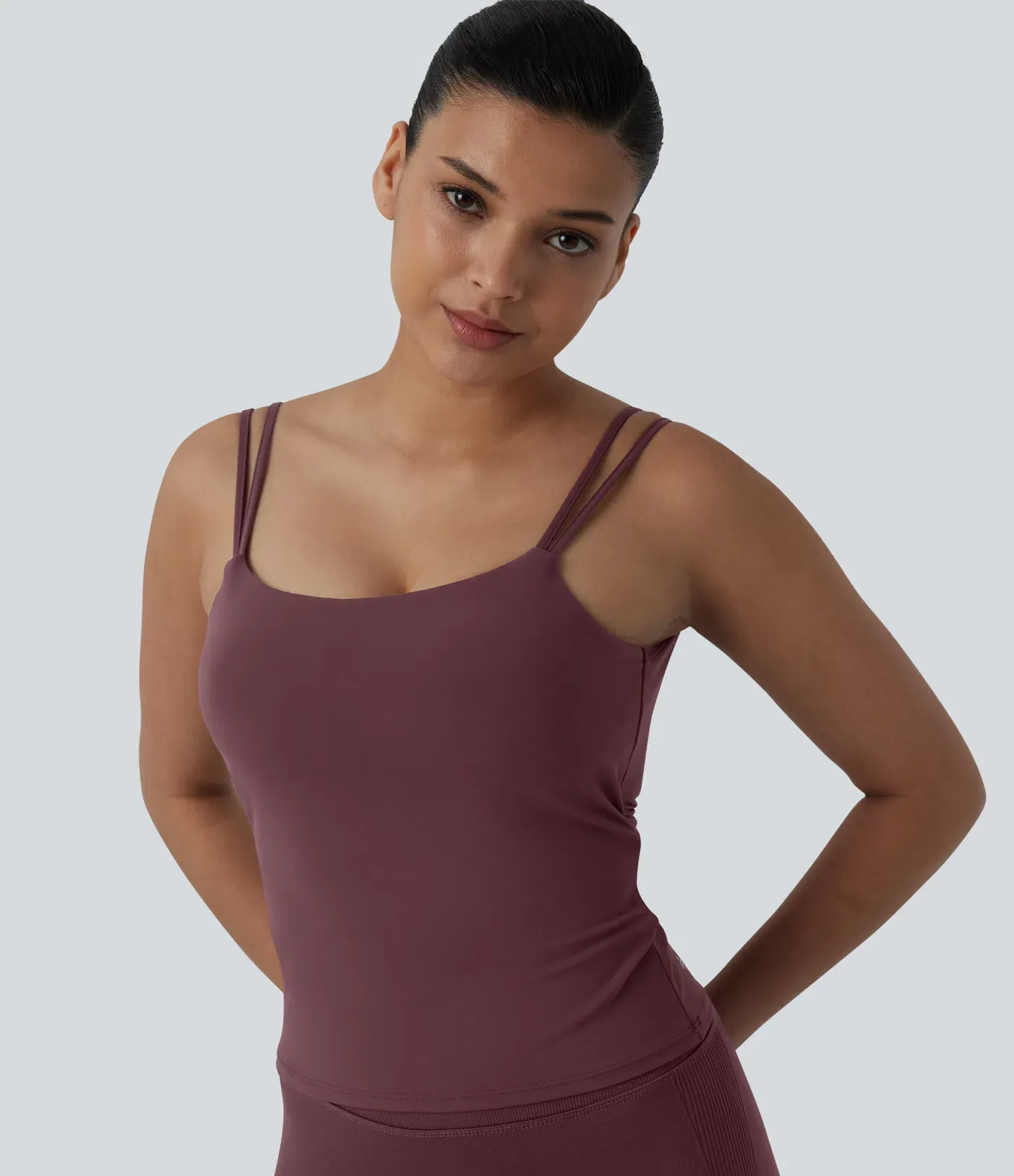 Double-shoulder-strap, Knot-detail, Backless Cropped Yoga Tank – Extended Length