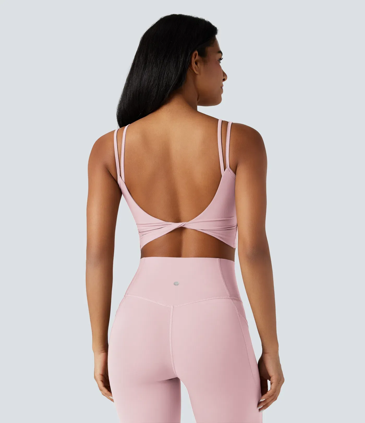 UltraSculpt™ Double Straps Twisted Backless Cropped Yoga Tank Top