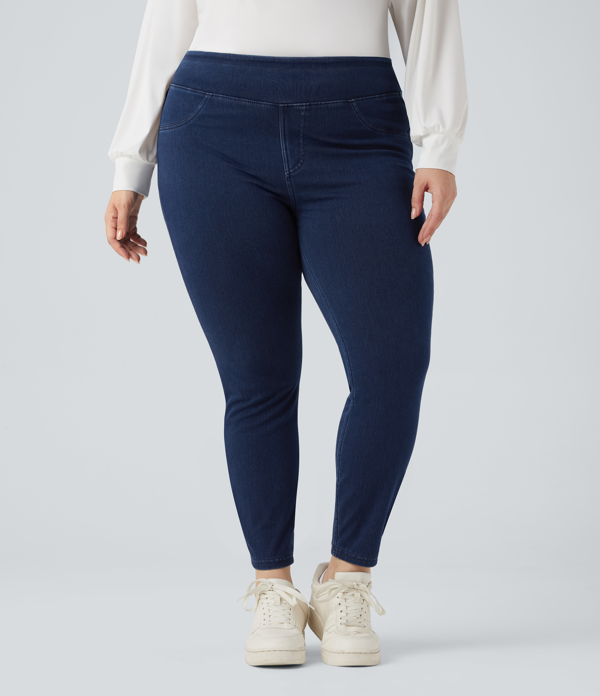 High Waisted Pocket Denim Plus Size Casual Leggings