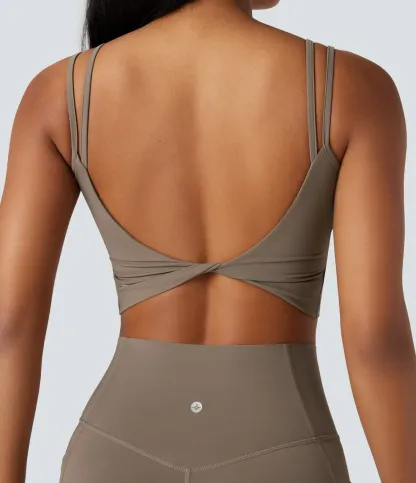 UltraSculpt™ Double Straps Twisted Backless Cropped Yoga Tank Top