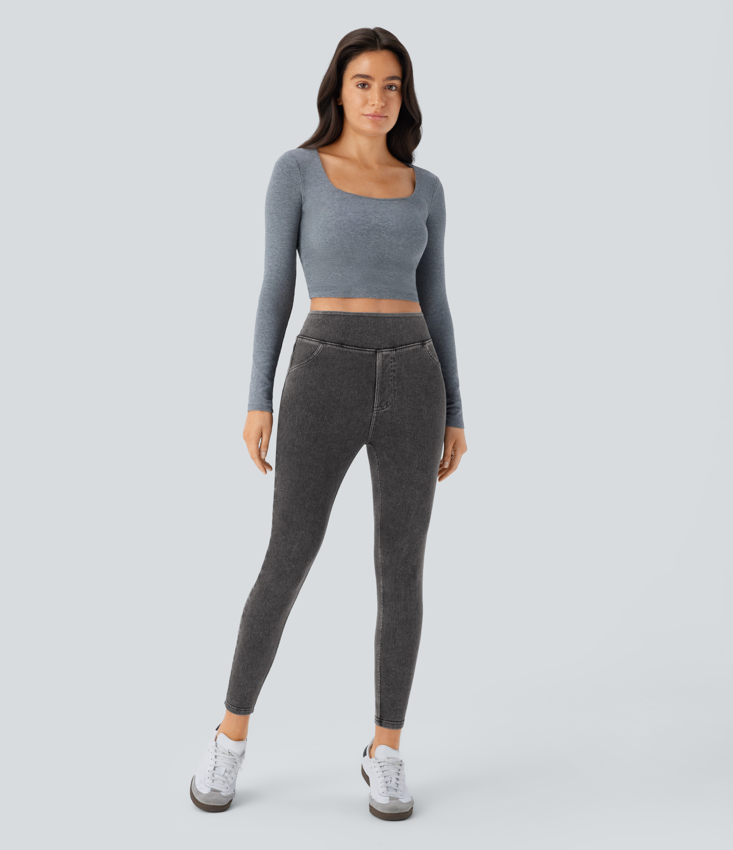 High Waisted Pocket Denim Casual Leggings