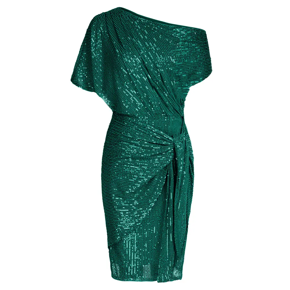 Sequined Party Dress - Off Shoulder Bodycon