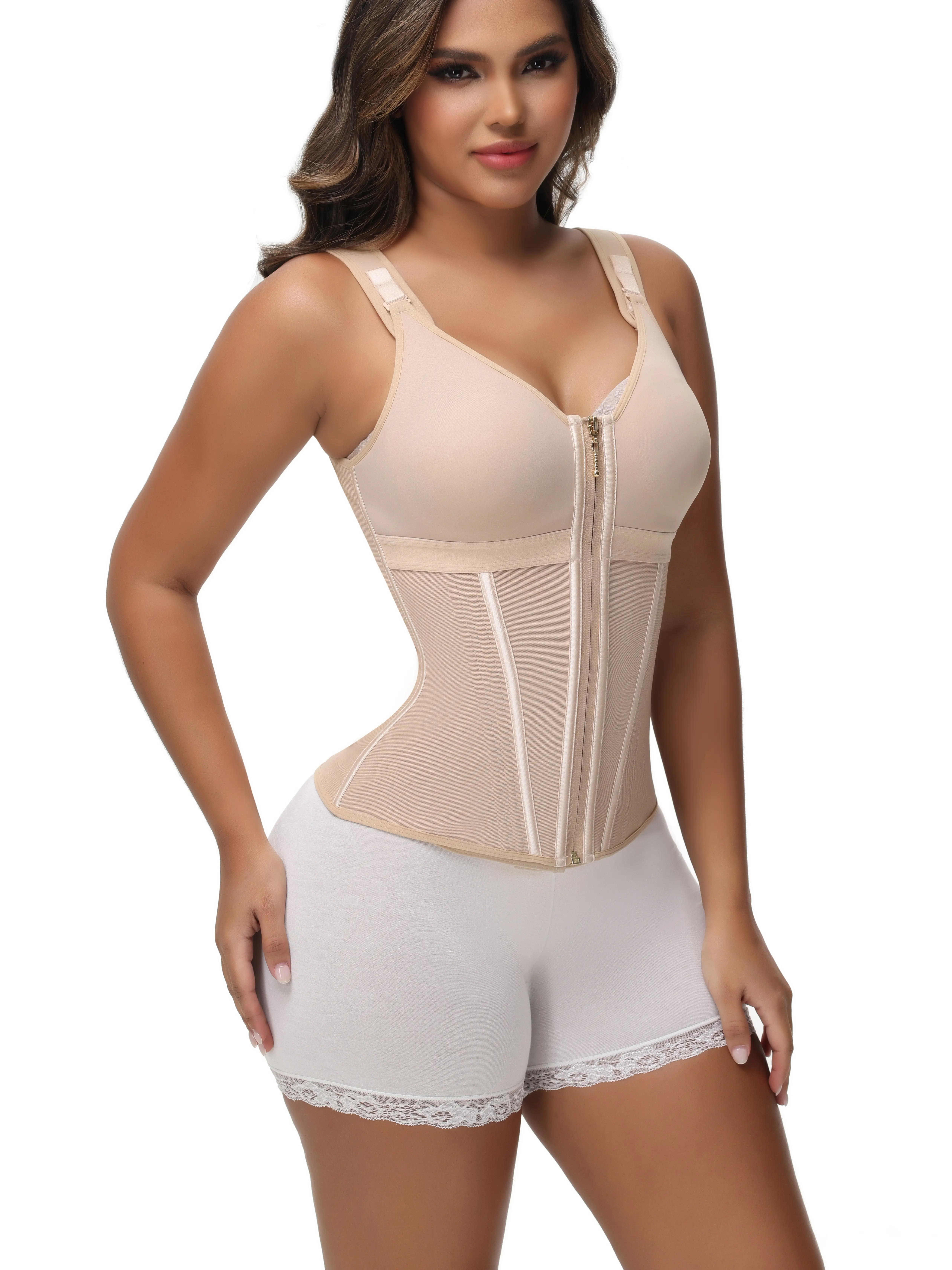 Waist Shapewear Corset for Women Sport Workout Vest for Women Gym Zipper and Hooks