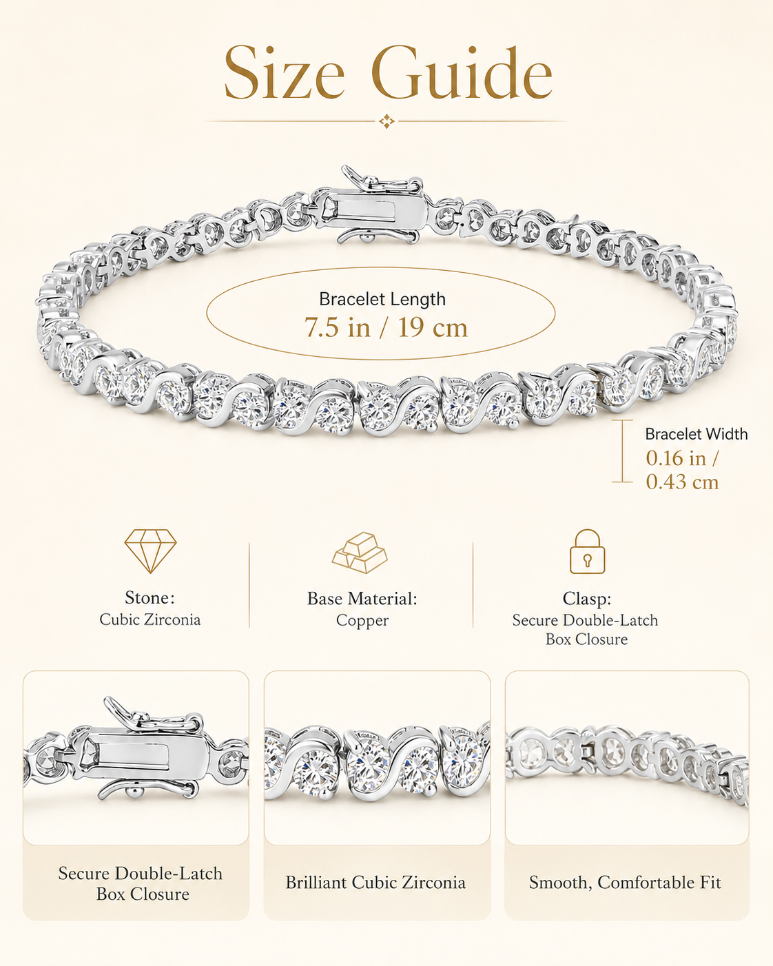 Luxe Sparkle Cubic Zirconia Tennis Bracelet