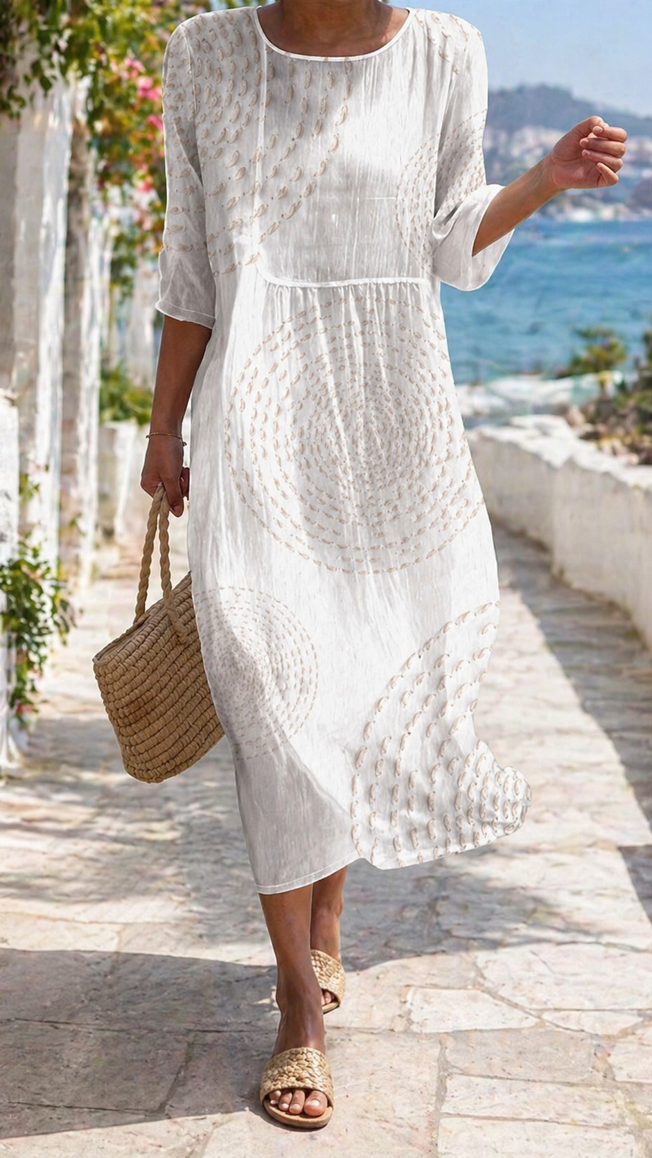 Coastal Breeze Textured Midi Dress