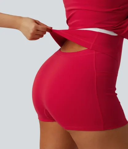 Breathable 2-in -1 Cool-Touch Mini Tennis Sport Dress With Pockets-Easy To Wear And Take-off Version-UPF50