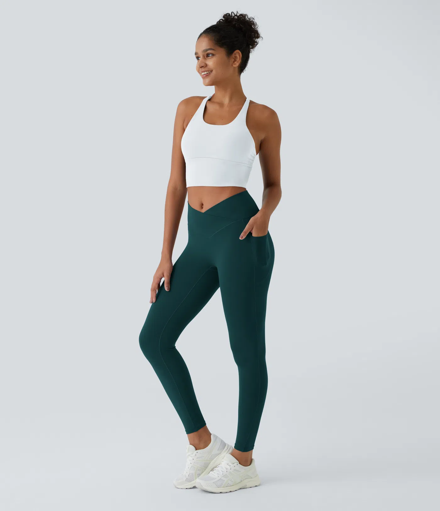 Crossover Pocket Plain Leggings-UPF50+