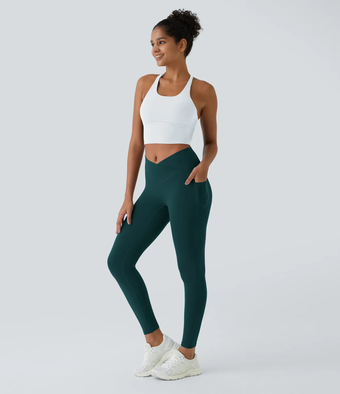 Crossover Pocket Plain Leggings-UPF50+