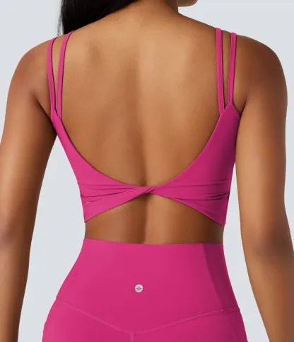 UltraSculpt™ Double Straps Twisted Backless Cropped Yoga Tank Top