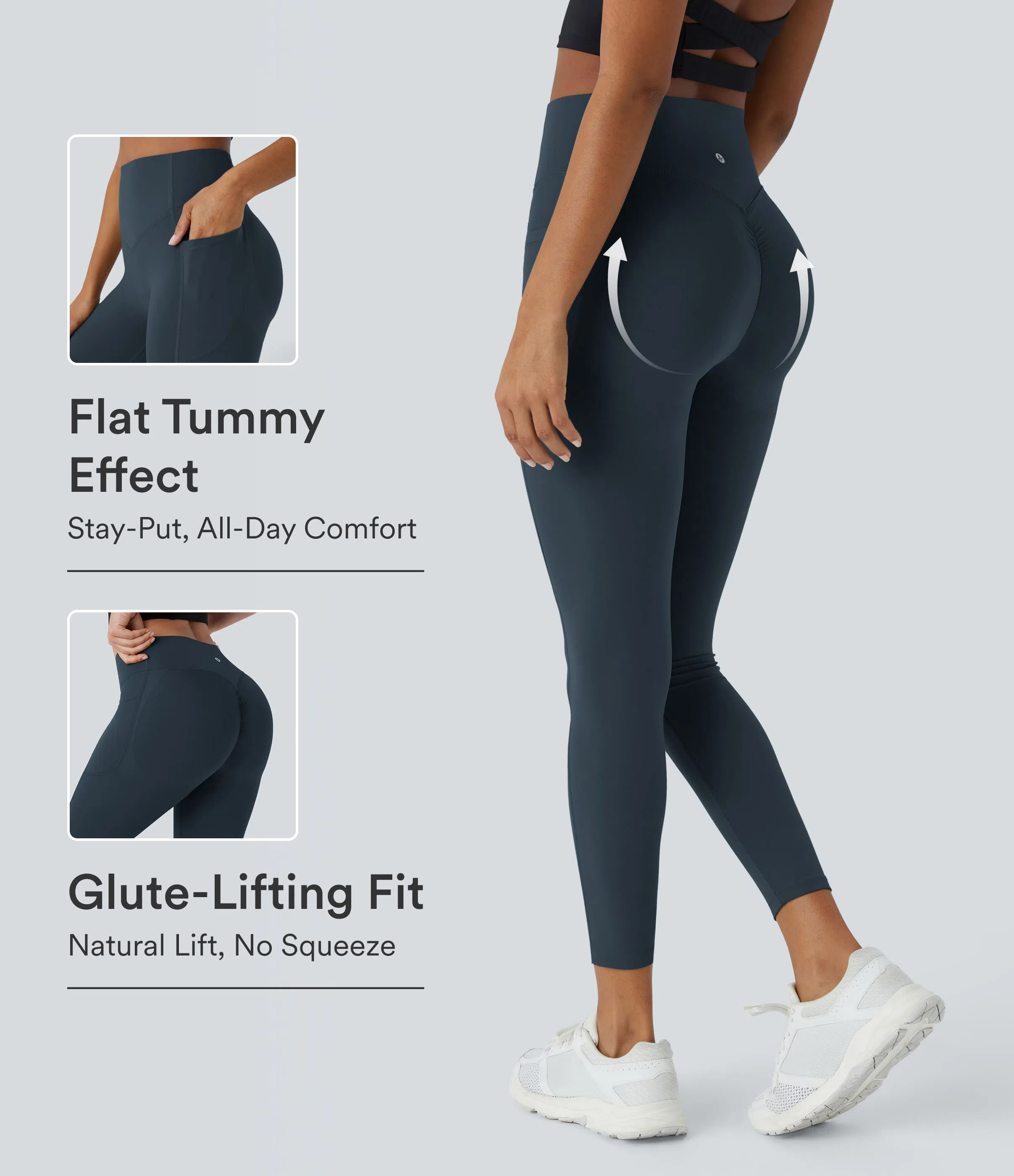 High Waisted Scrunch Butt Lifting Tummy Control Pocket Shaping Training Leggings