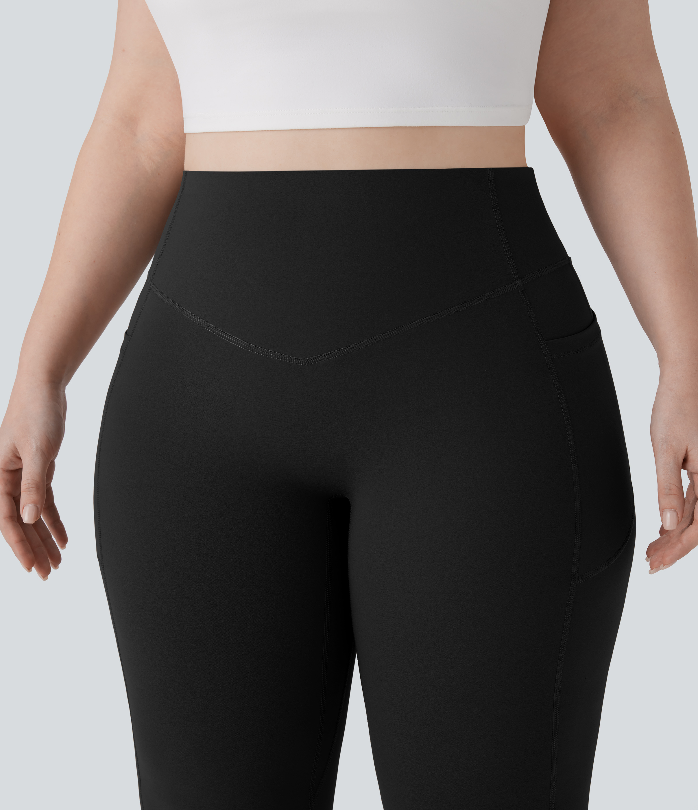 High Waisted Scrunch Butt Lifting Tummy Control Pocket Shaping Yoga Bootcut Plus Size Leggings