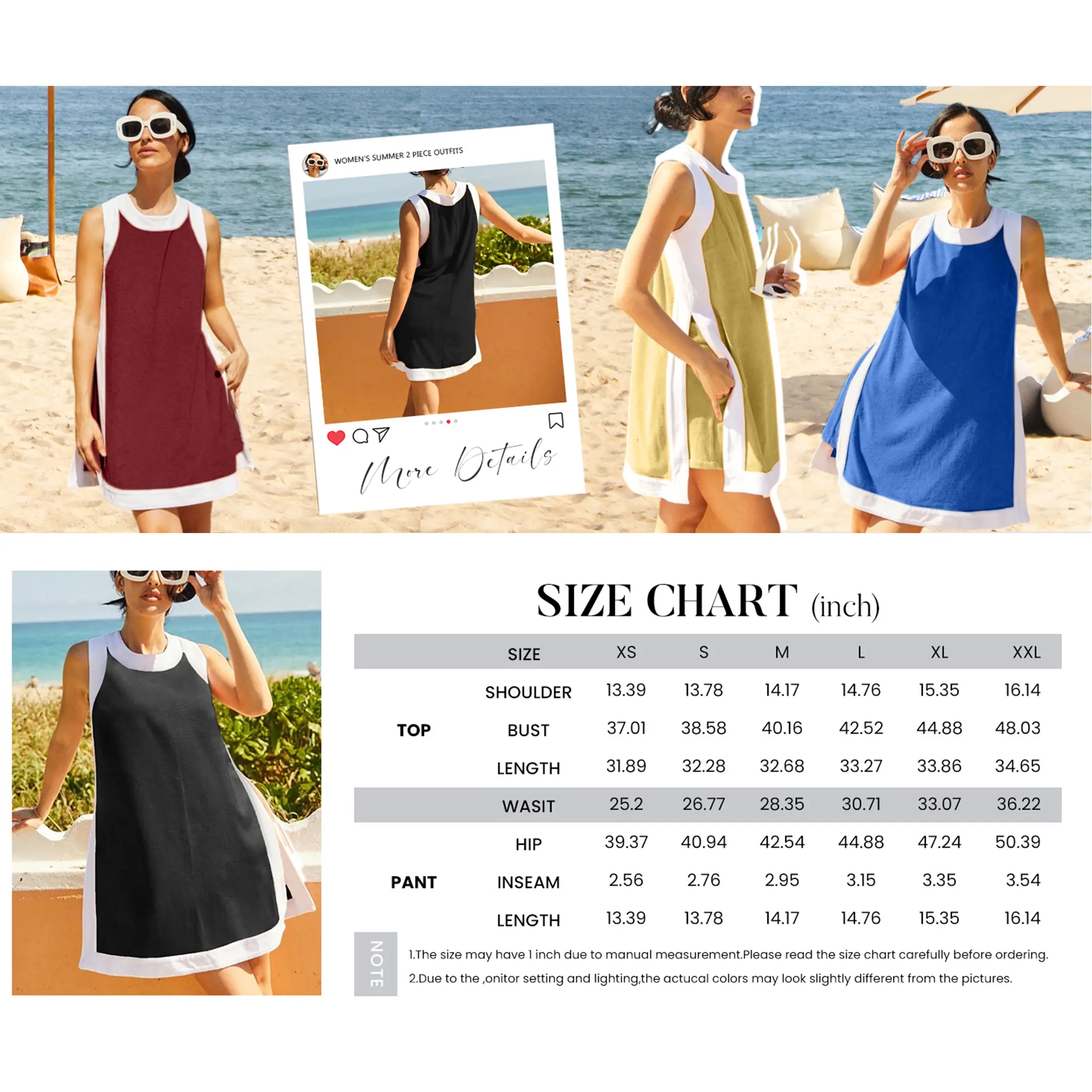 Women's Casual Color Block Two Piece Set