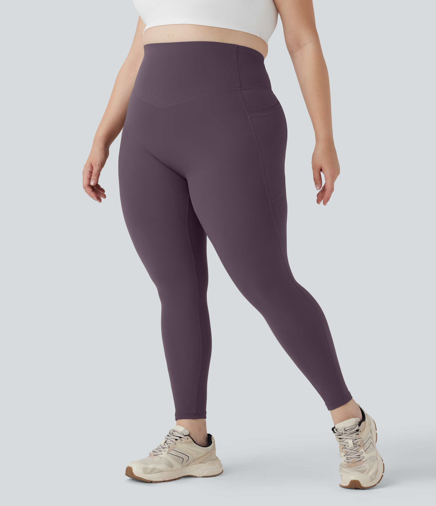 Plus Size High Waisted Butt Lifting Tummy Control Shaping Training Leggings with Pockets