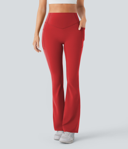 High Waisted Scrunch Butt Lifting Tummy Control Pocket Shaping Yoga Bootcut Leggings