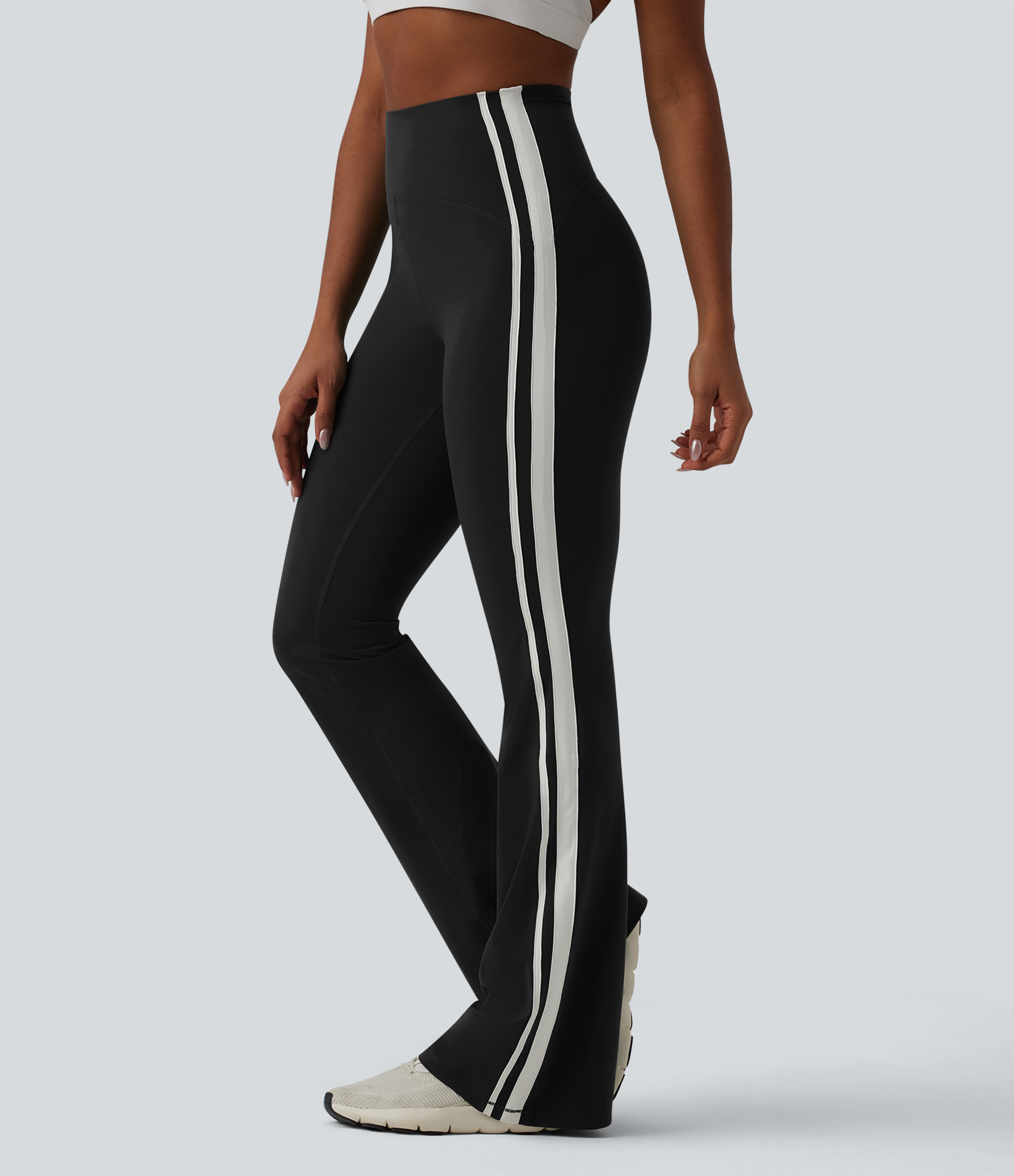 Halara UltraSculpt™ High-waisted Tummy Control Side Stripe Yoga 7/8 Flare Leggings