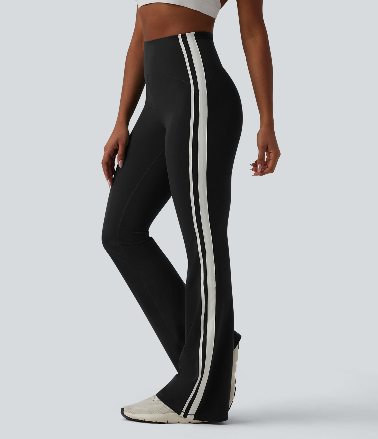 Halara UltraSculpt™ High-waisted Tummy Control Side Stripe Yoga 7/8 Flare Leggings