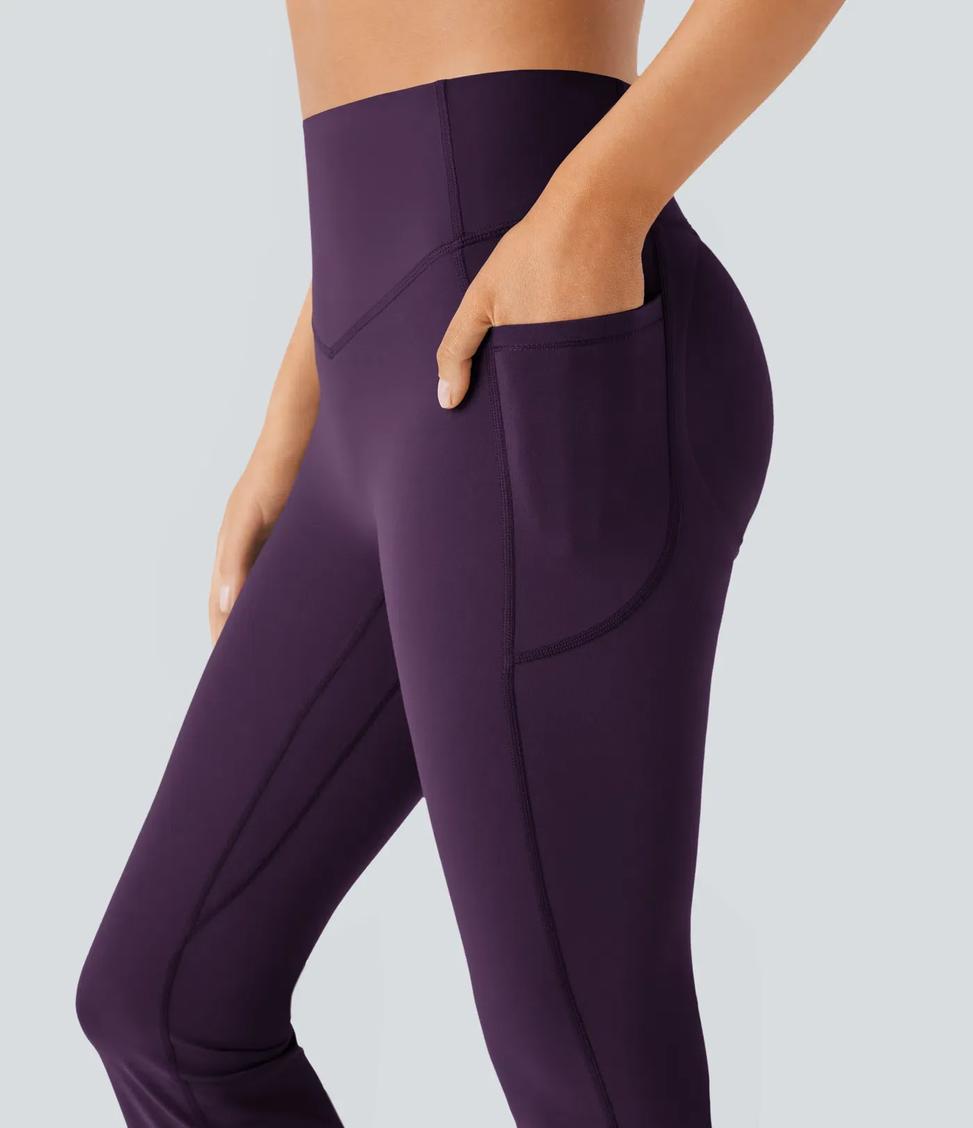 High Waisted Scrunch Butt Lifting Tummy Control Pocket Shaping Yoga Bootcut Leggings