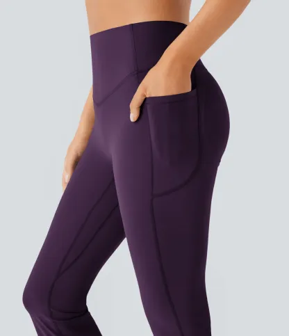 High Waisted Scrunch Butt Lifting Tummy Control Pocket Shaping Yoga Bootcut Leggings