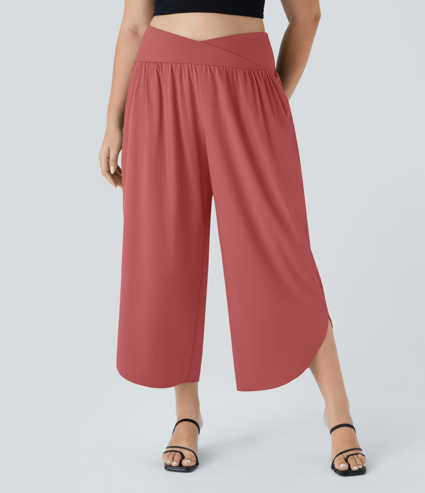 High Waisted Crossover Pocket Quick Dry Plus Size Pants