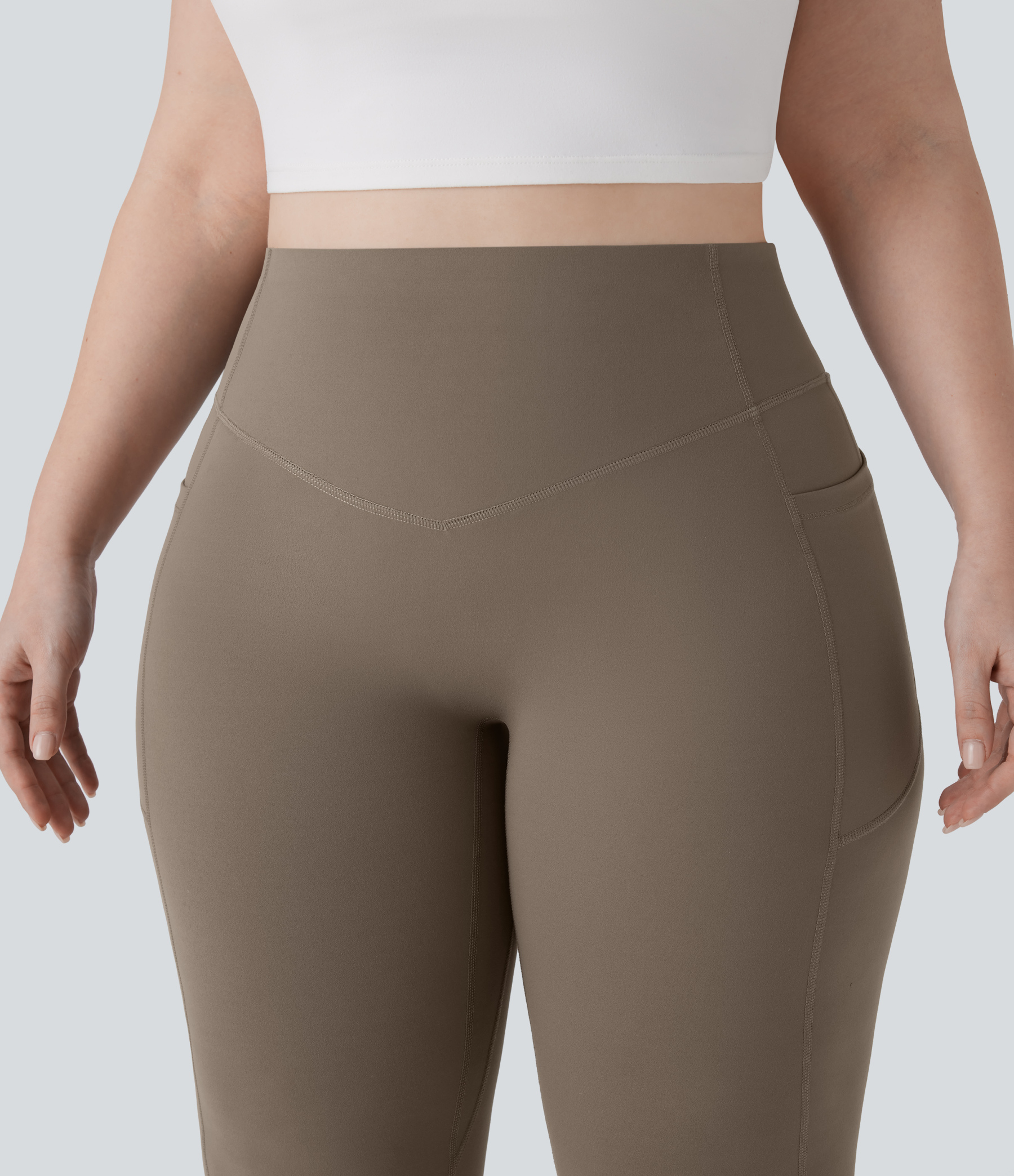 High Waisted Scrunch Butt Lifting Tummy Control Pocket Shaping Yoga Bootcut Plus Size Leggings