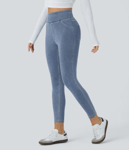 High Waisted Pocket Denim Casual Leggings