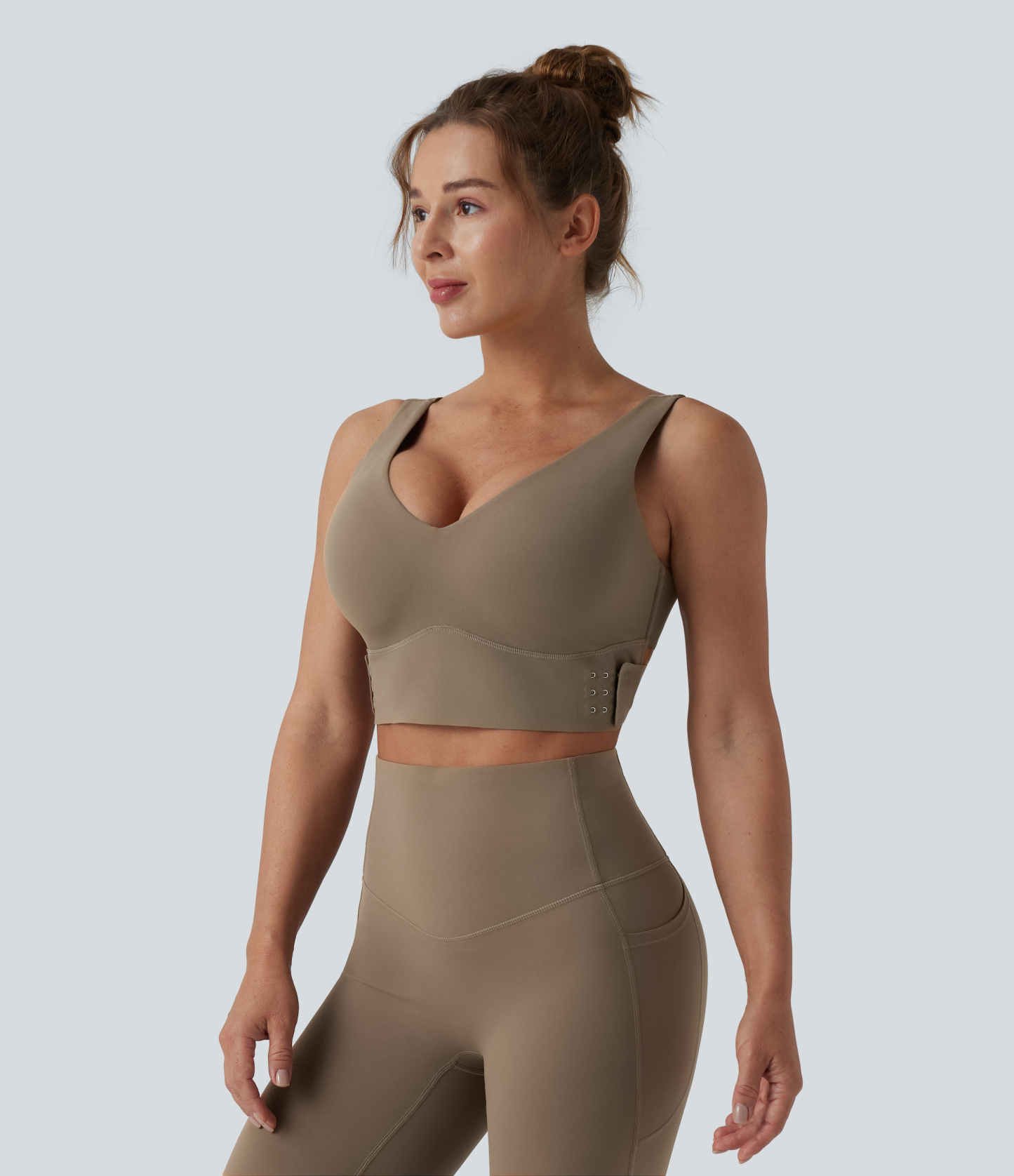 Medium Support V Neck Push-Up Training Sports Bra D-F Cups