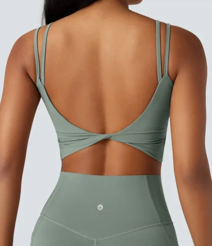 UltraSculpt™ Double Straps Twisted Backless Cropped Yoga Tank Top