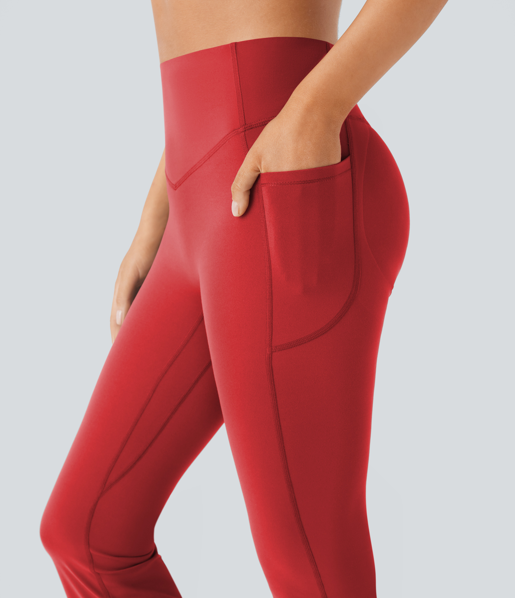 High Waisted Scrunch Butt Lifting Tummy Control Pocket Shaping Yoga Bootcut Leggings