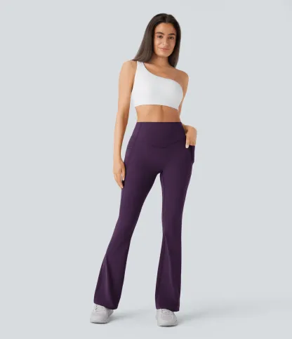High Waisted Scrunch Butt Lifting Tummy Control Pocket Shaping Yoga Bootcut Leggings