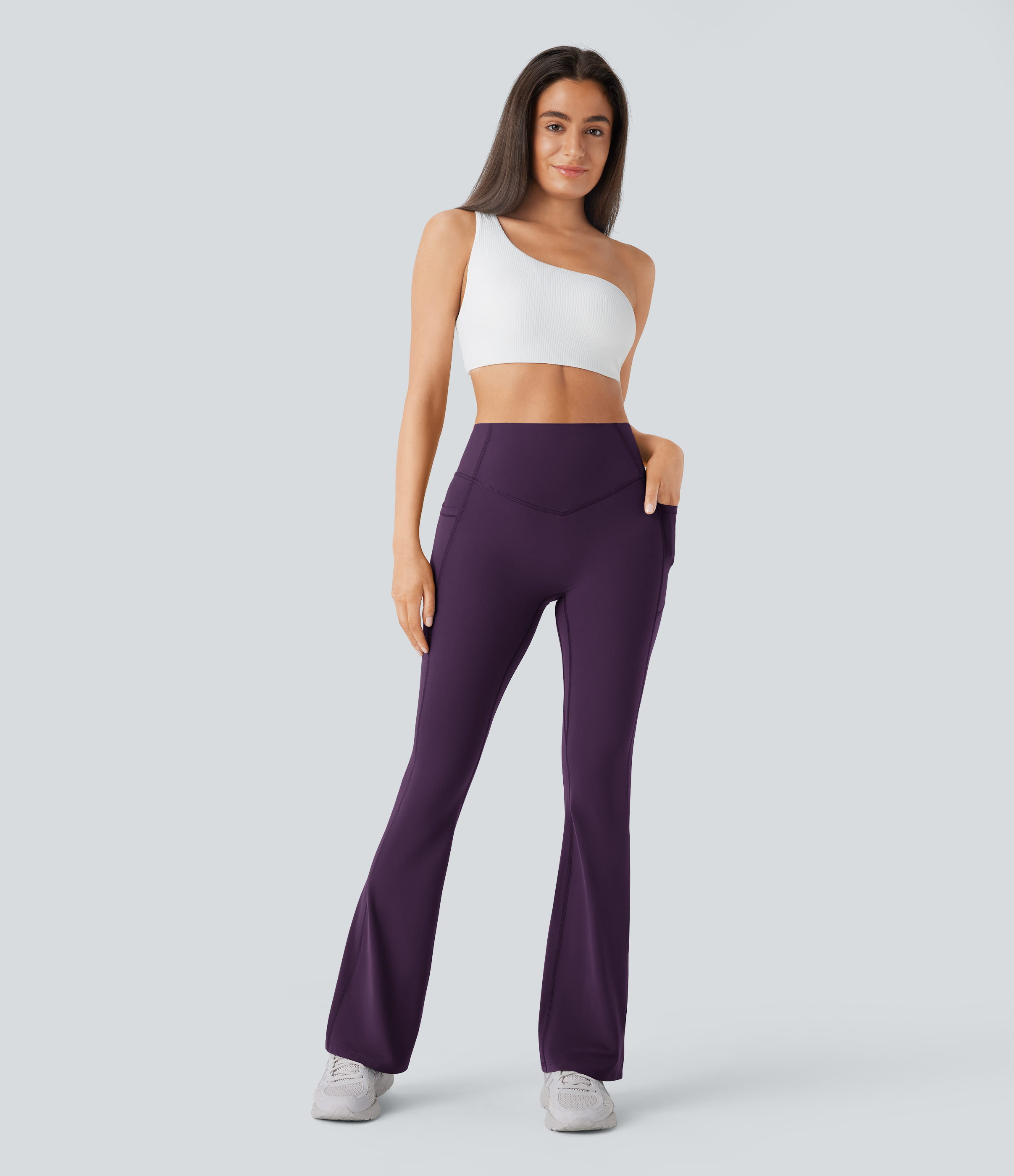 High Waisted Scrunch Butt Lifting Tummy Control Pocket Shaping Yoga Bootcut Leggings