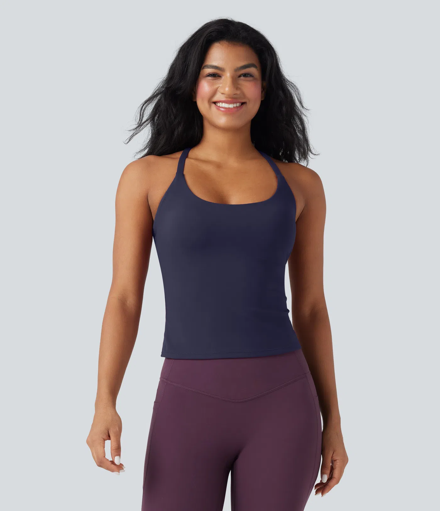 Round Neck Cross Backless Cross Hem Yoga Camisole