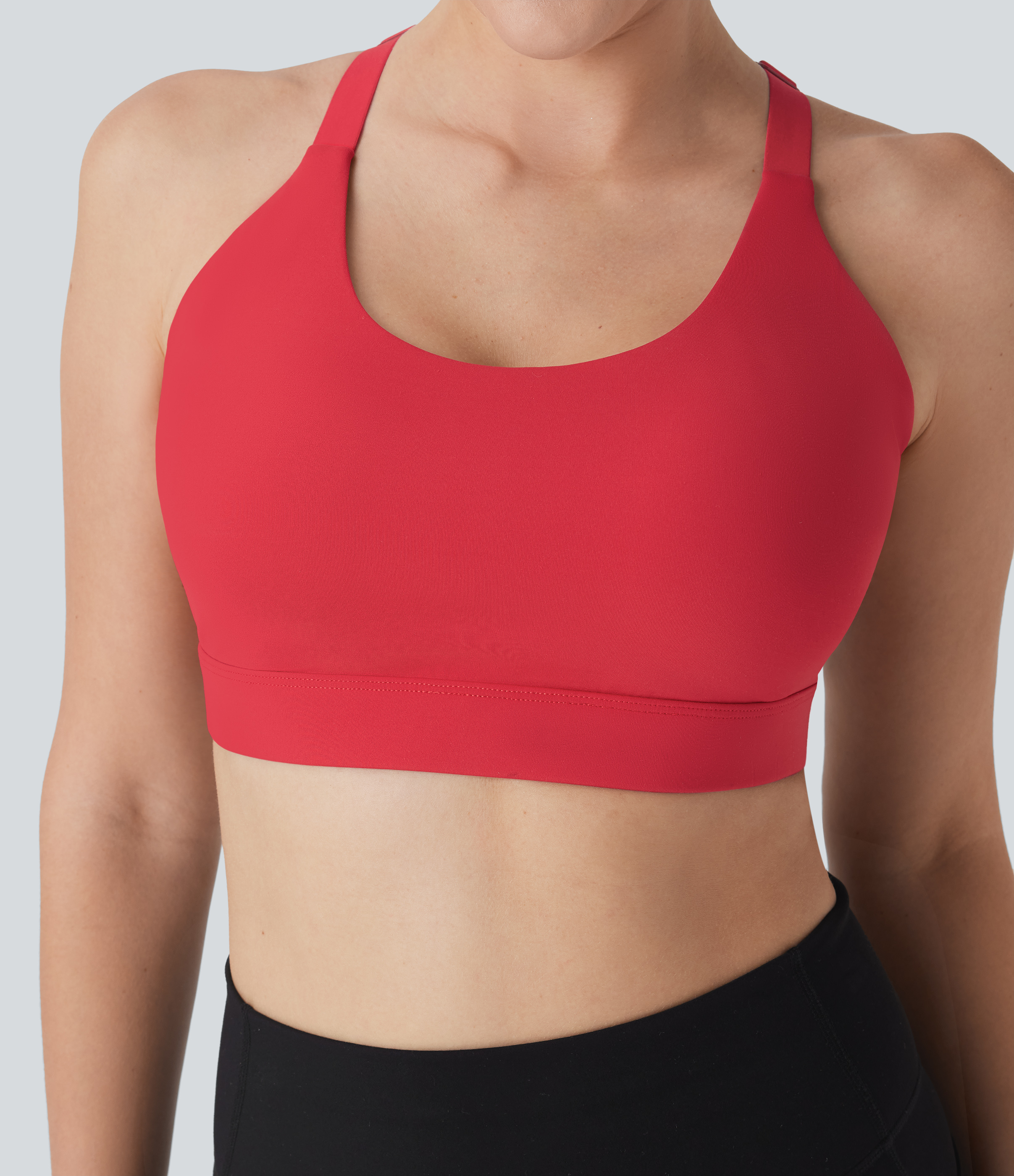 Medium Support Molded Cups Perforated Adjustable Hook Quick Dry Training Sports Bra  D-F Cups