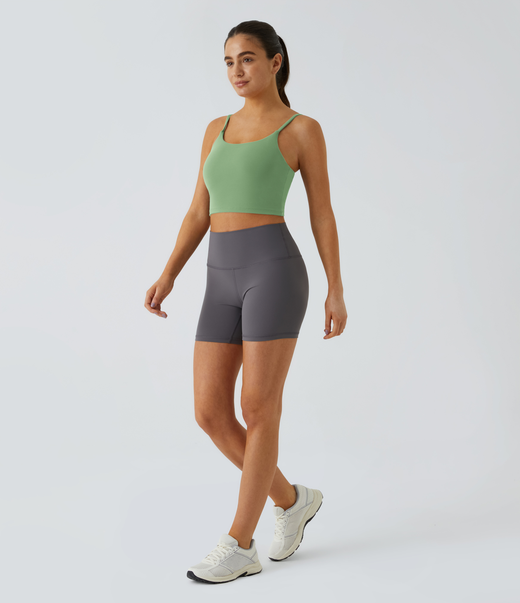 Basic Padded Workout Cropped Low Support Tank Top A-C Cups