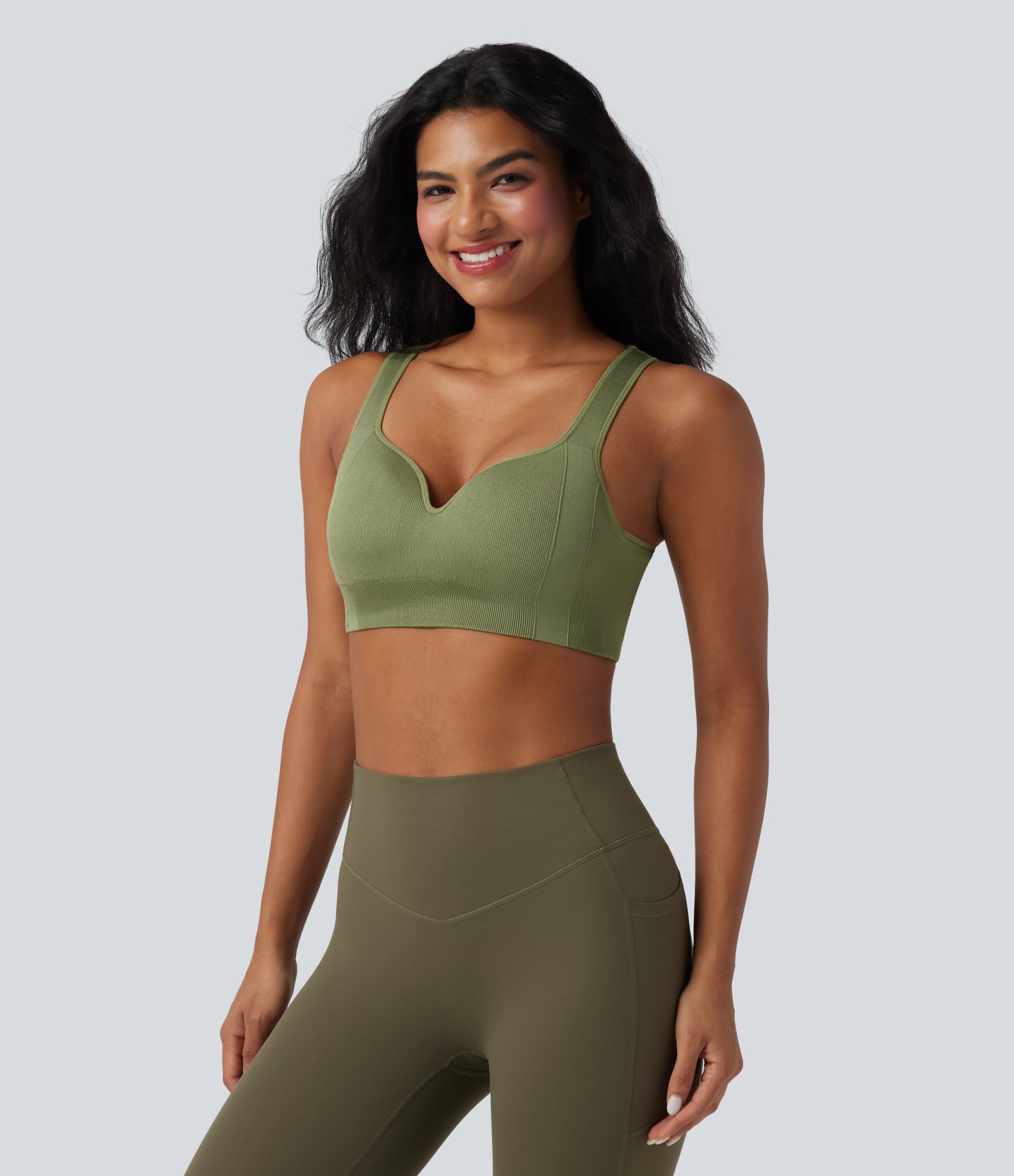 OneForm Seamless Flow Light Support Sweetheart Neck Yoga Sports Bra