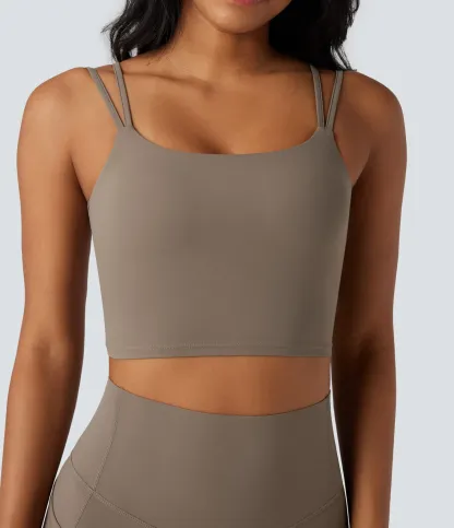 UltraSculpt™ Double Straps Twisted Backless Cropped Yoga Tank Top