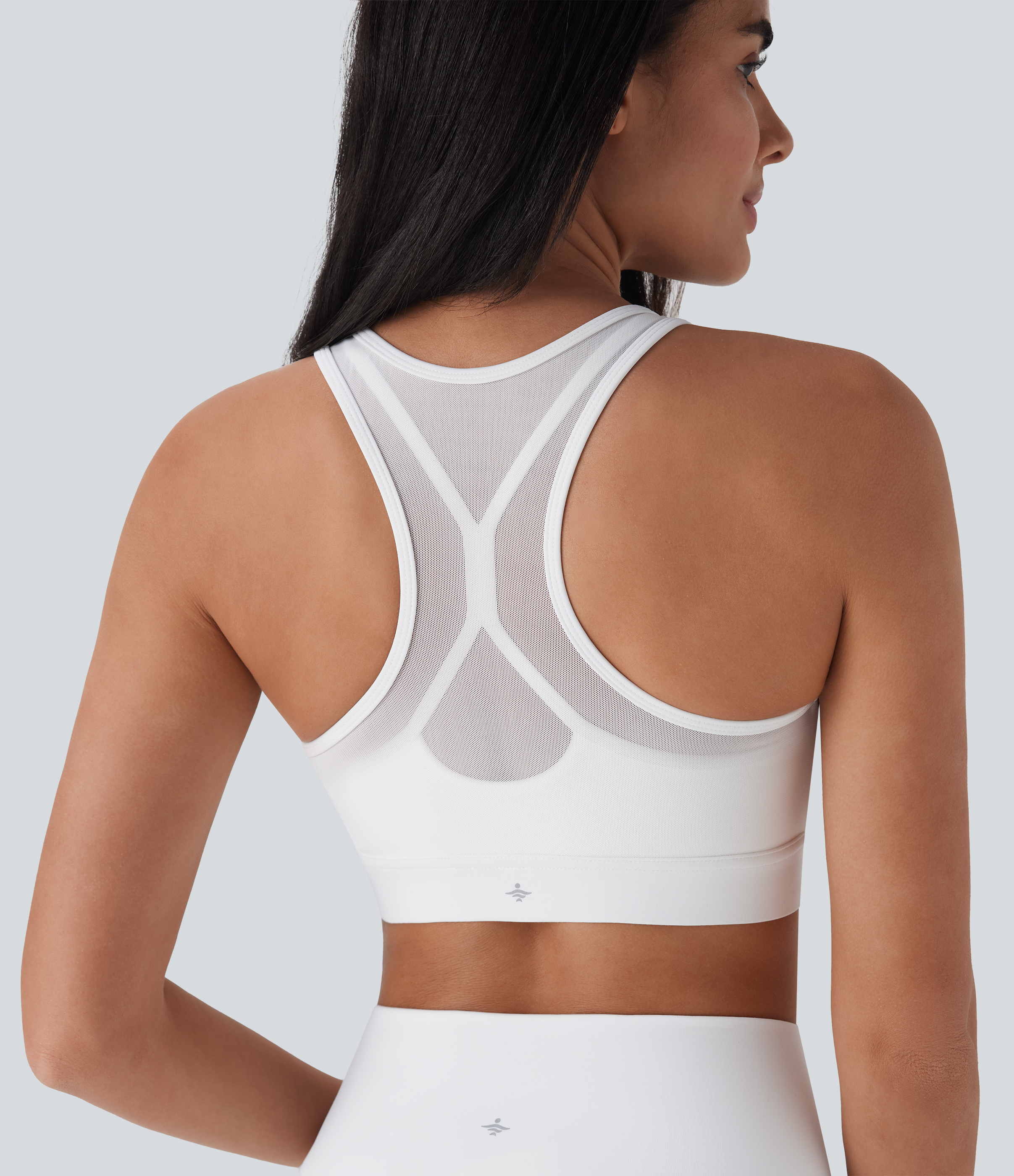Medium Support Racerback Contrast Mesh Quick Dry Training Sports Bra A-C Cups