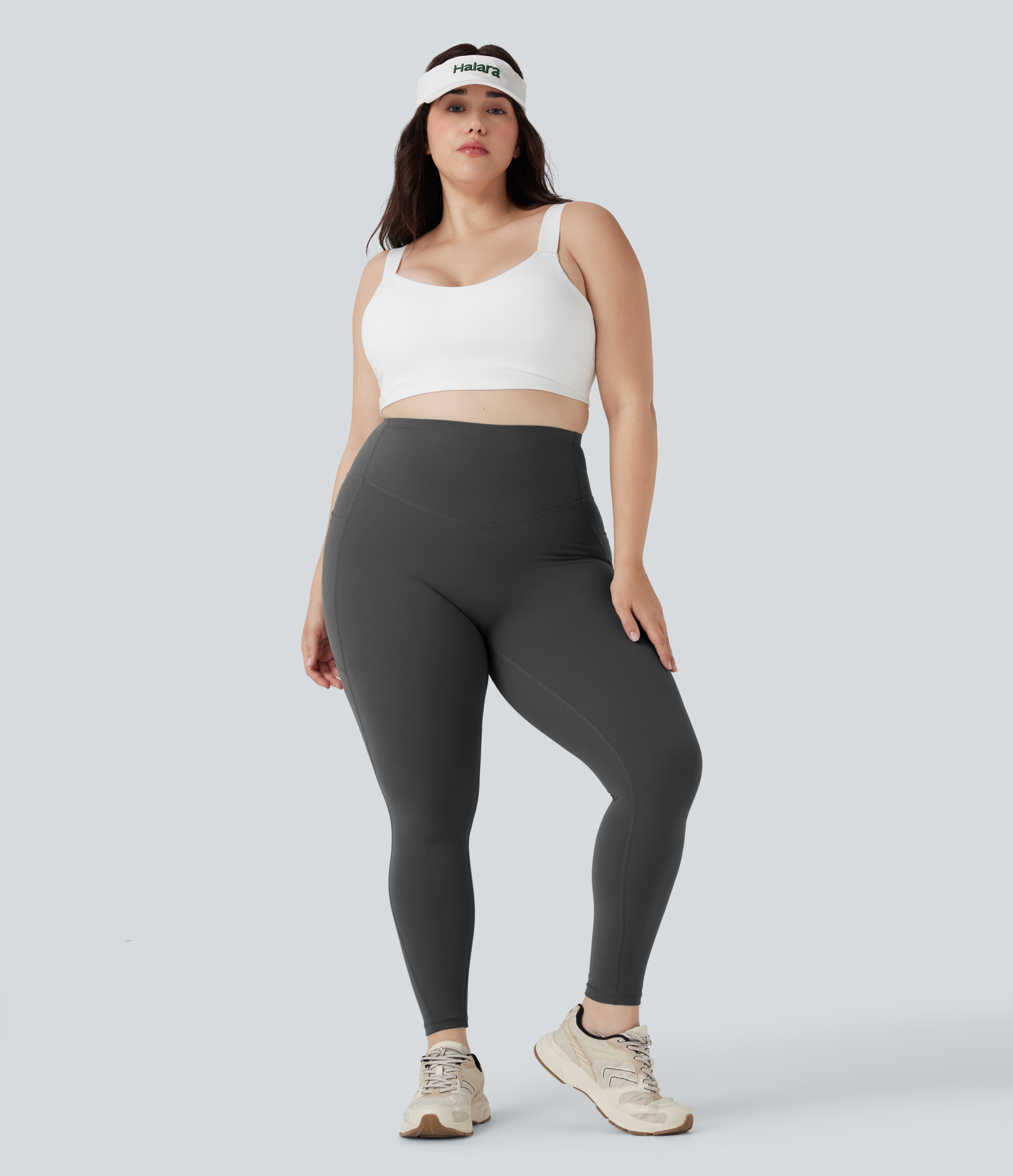 Plus Size High Waisted Butt Lifting Tummy Control Shaping Training Leggings with Pockets