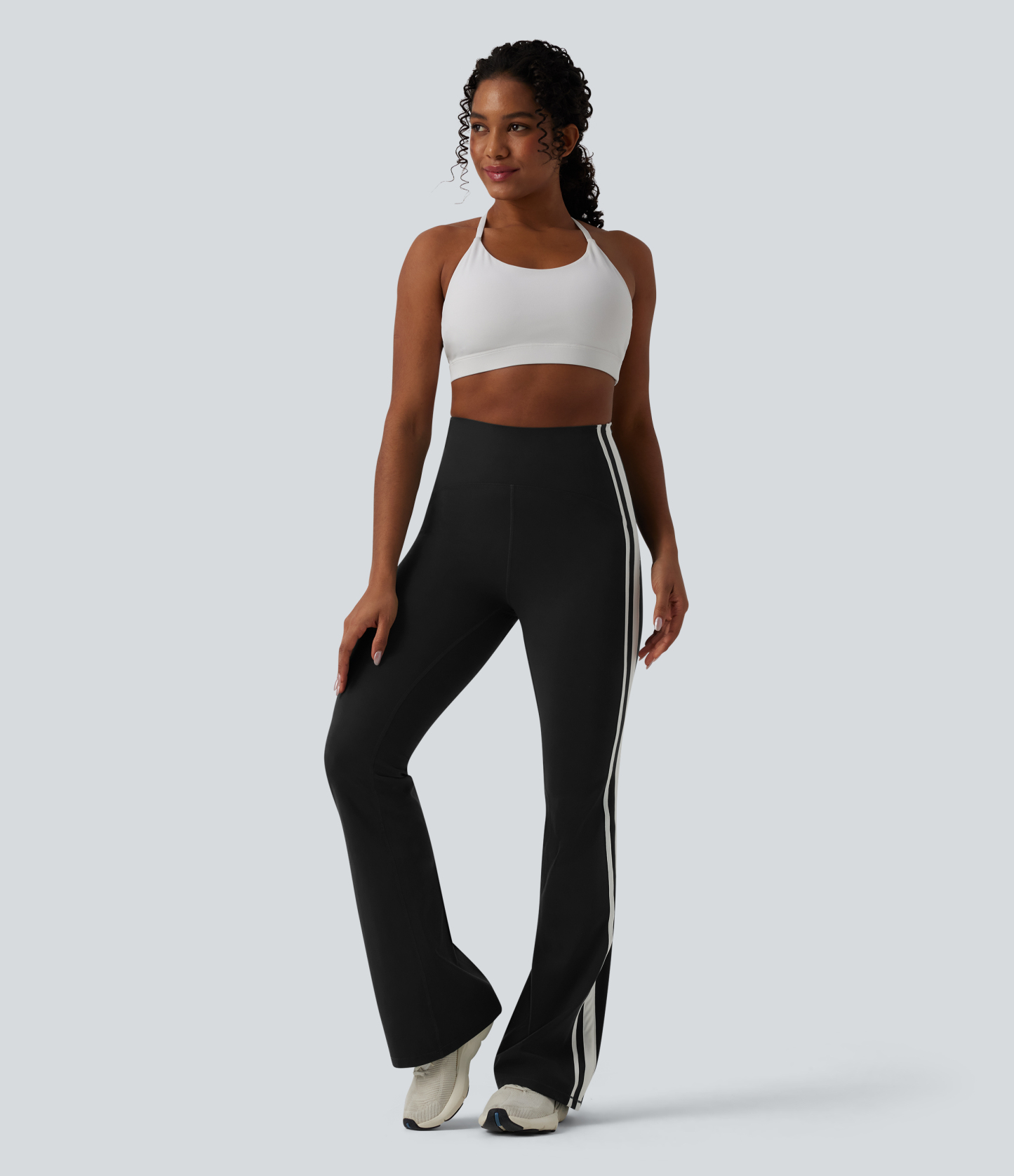 Halara UltraSculpt™ High-waisted Tummy Control Side Stripe Yoga 7/8 Flare Leggings