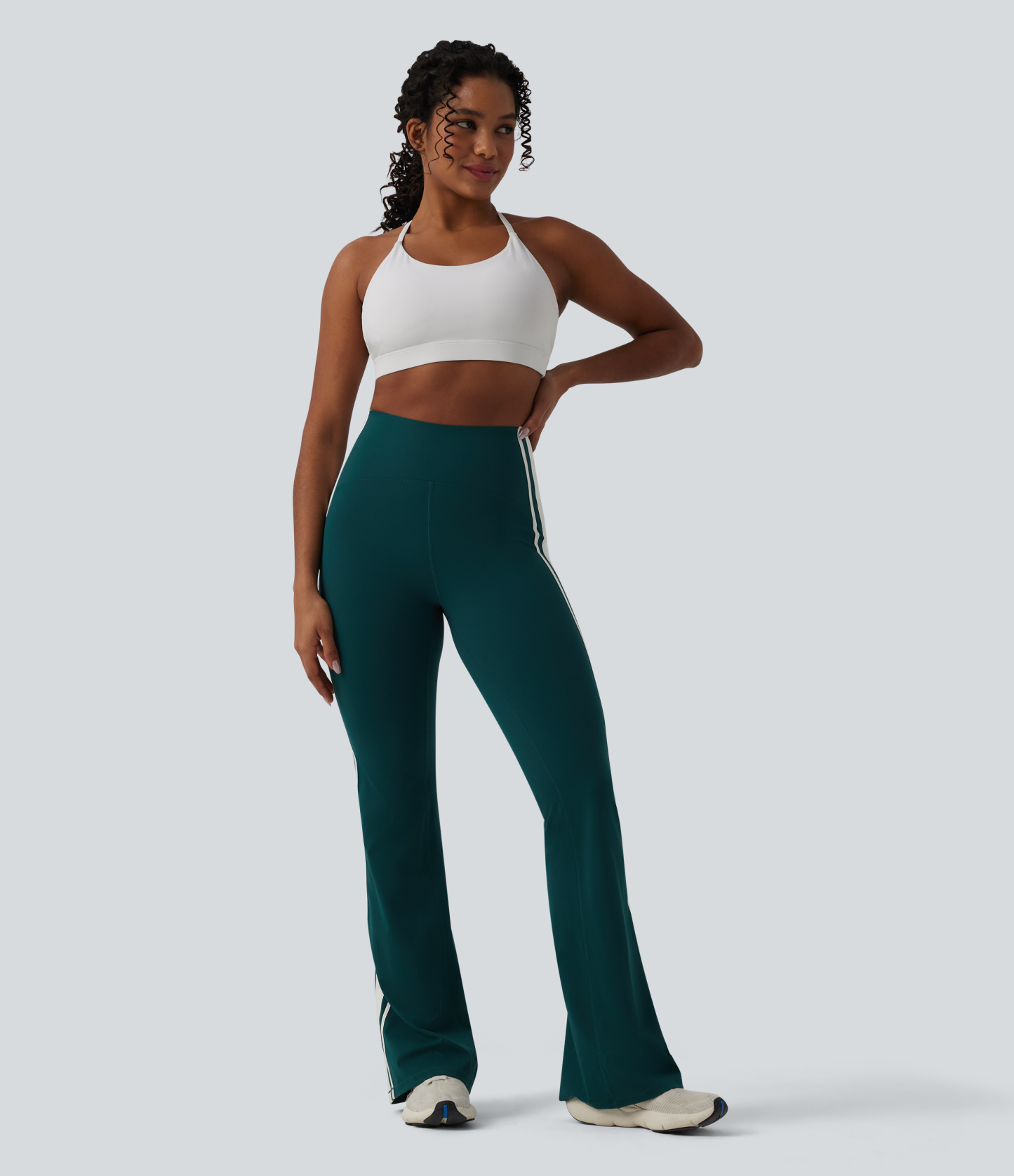 Halara UltraSculpt™ High-waisted Tummy Control Side Stripe Yoga 7/8 Flare Leggings
