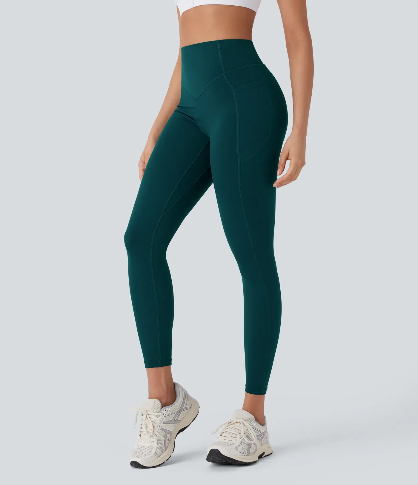 High Waisted Tummy Control Butt Lifting Ruched Pocket Shaping Yoga Leggings