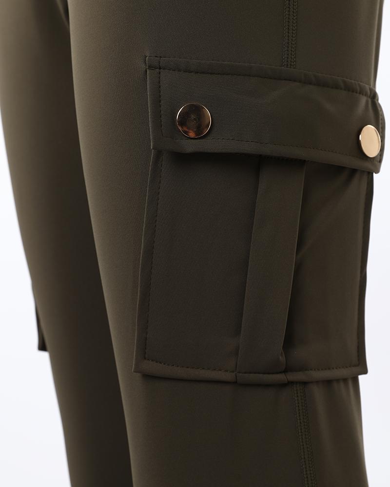 CHICME Womens Butt Lifting Leggings with Flap Pockets/ High Waist Tummy Control Workout Cargo Leggings/High Waist Tummy Control Leggings Yoga Pants Gym Sportswear Bottoms