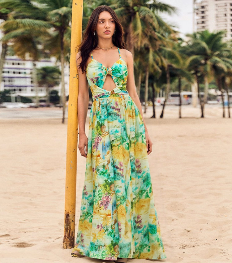 Plus Size Landscape Prints Hollow One Piece Swimsuit and Skirt