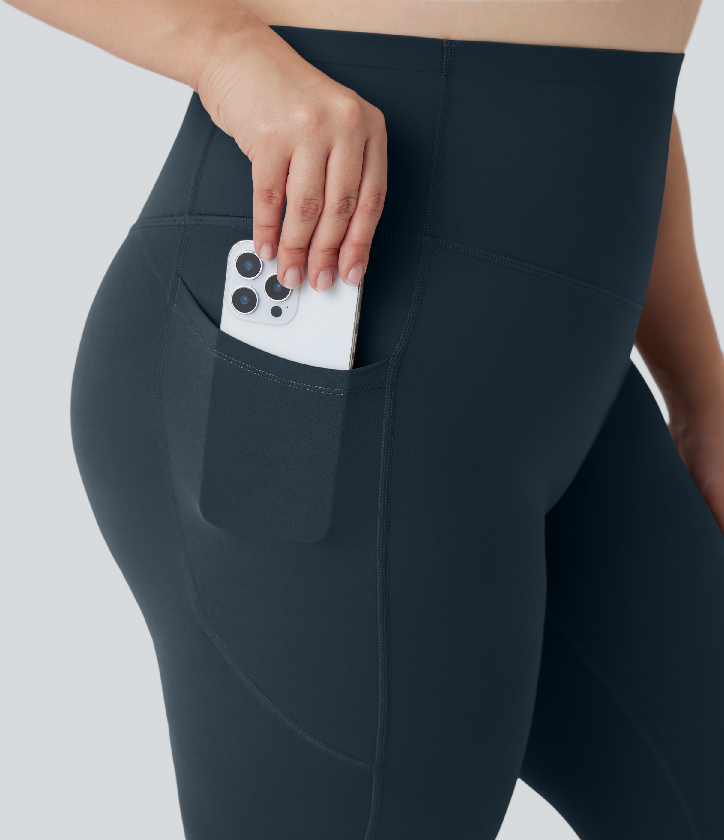 Plus Size High Waisted Butt Lifting Tummy Control Shaping Training Leggings with Pockets