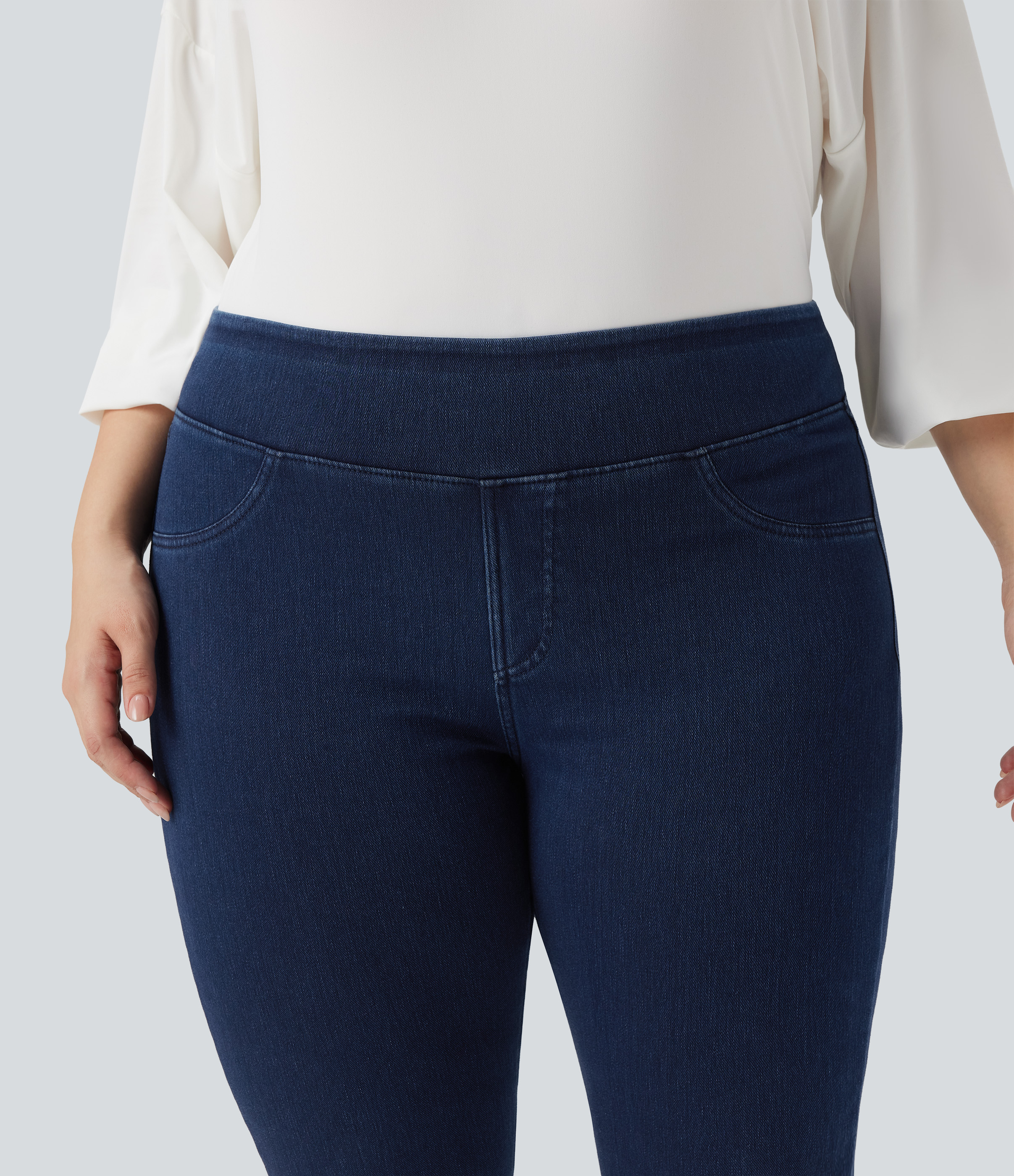 High Waisted Pocket Denim Plus Size Casual Leggings