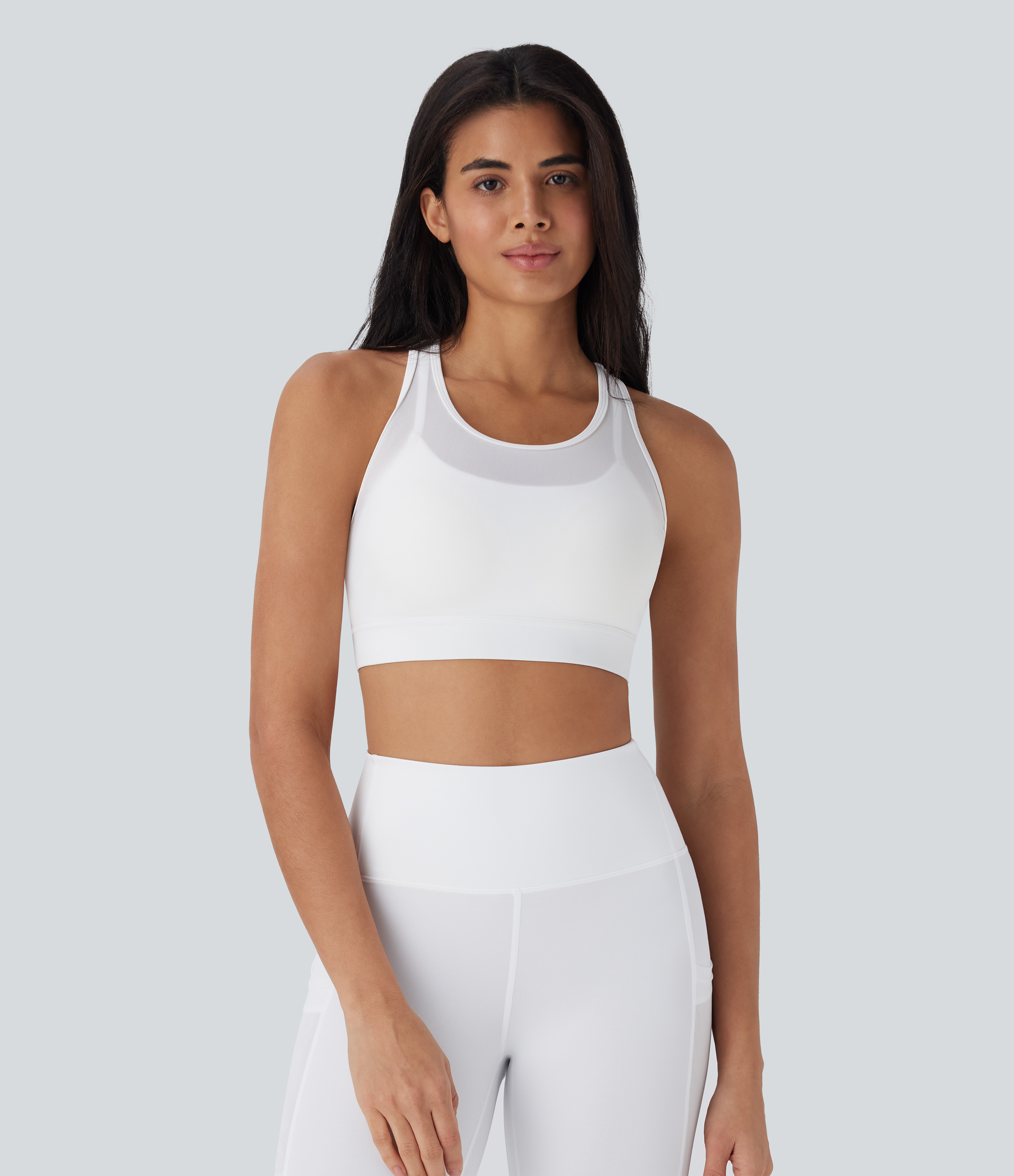 Medium Support Racerback Contrast Mesh Quick Dry Training Sports Bra A-C Cups