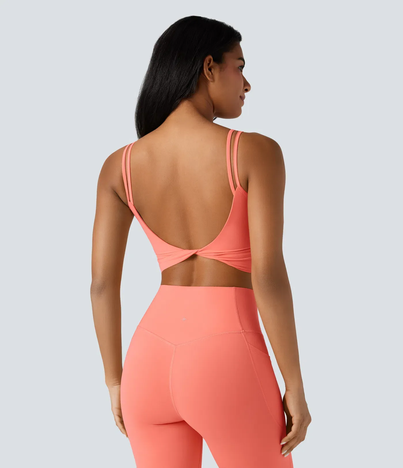 UltraSculpt™ Double Straps Twisted Backless Cropped Yoga Tank Top