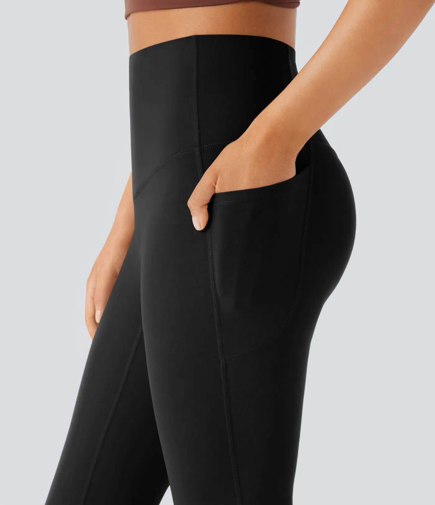 High Waisted Tummy Control Pocket Shaping Yoga Bootcut Leggings