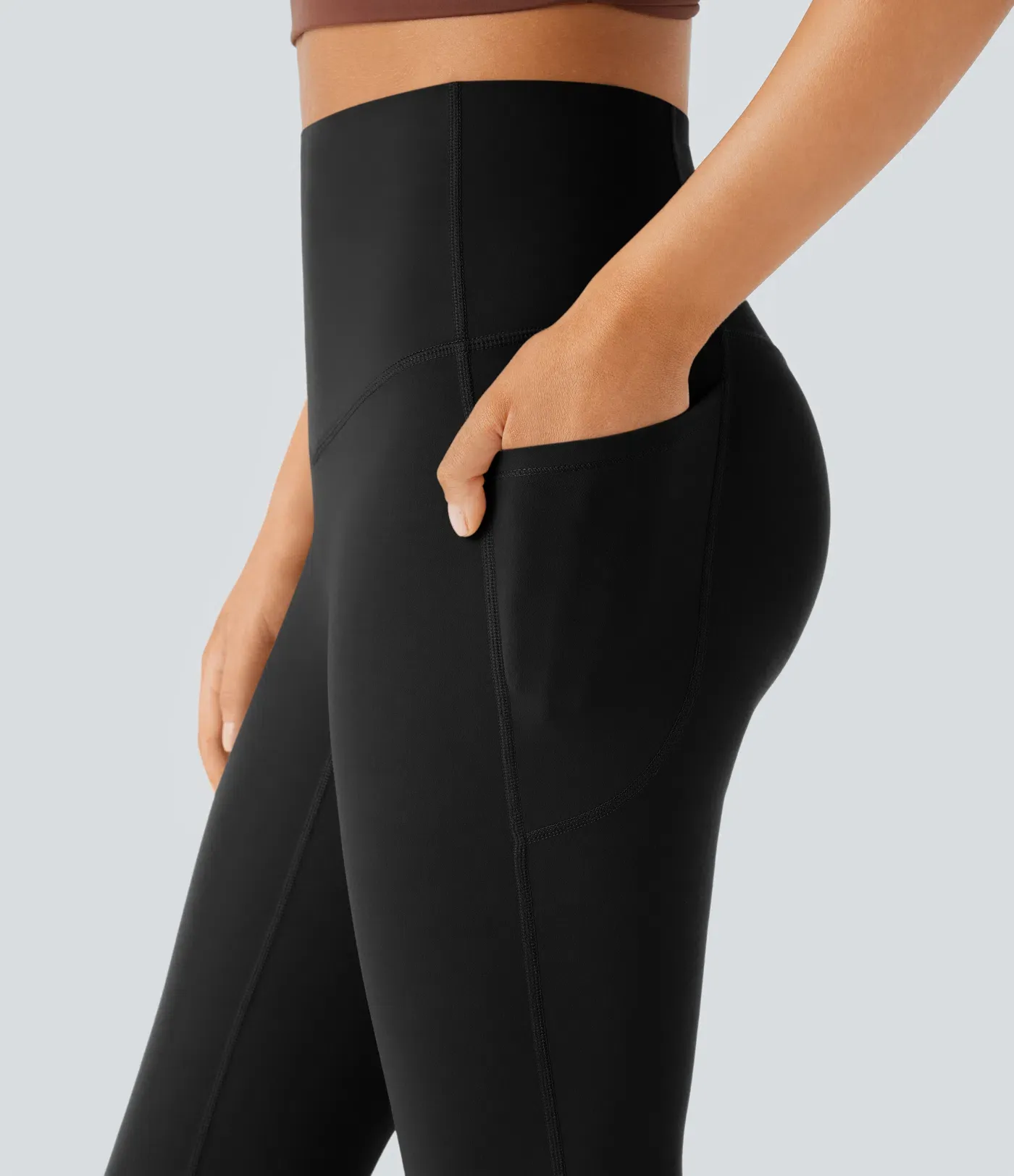 High Waisted Tummy Control Pocket Shaping Yoga Bootcut Leggings
