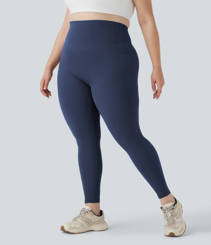 Plus Size High Waisted Butt Lifting Tummy Control Shaping Training Leggings with Pockets