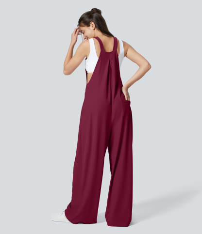 Pockets Waffle Casual Overalls